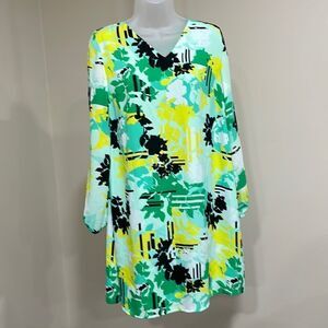 NWOT Kari Blue Floral Abstract Dress. Size S small 4/6
